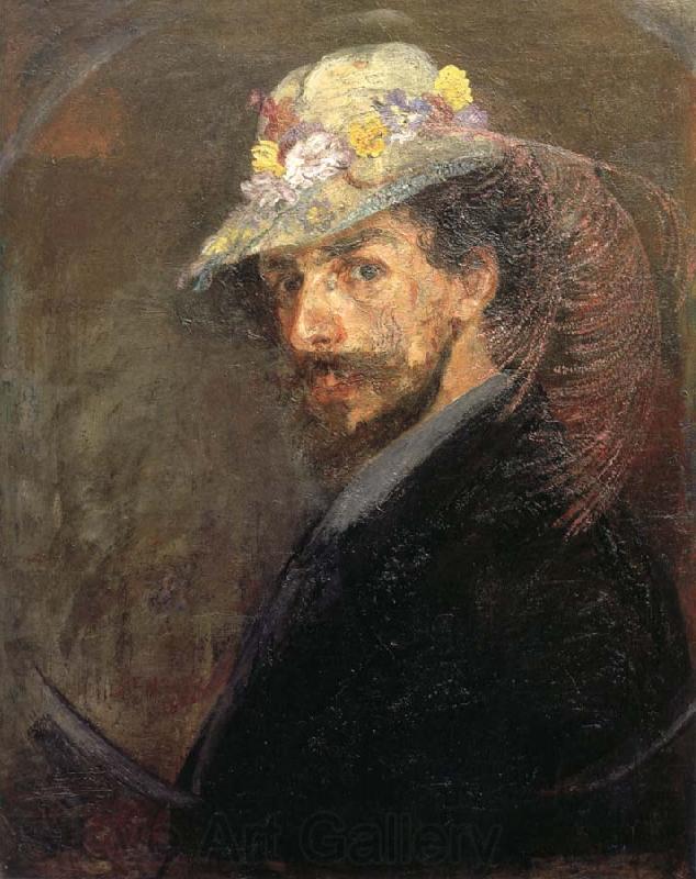 James Ensor Self-Portrait with Flowered Hat Norge oil painting art